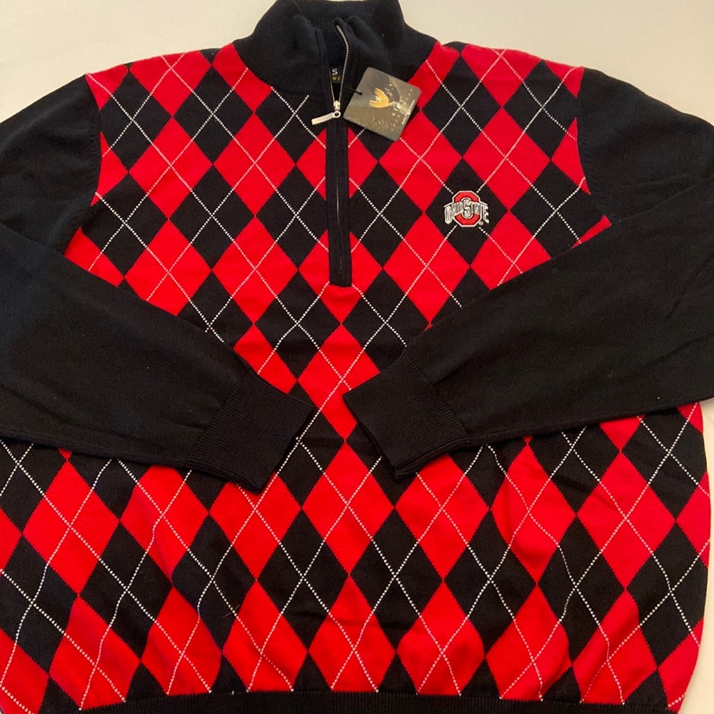 Men’s Ohio state 1/4 zip argyle sweater size medium